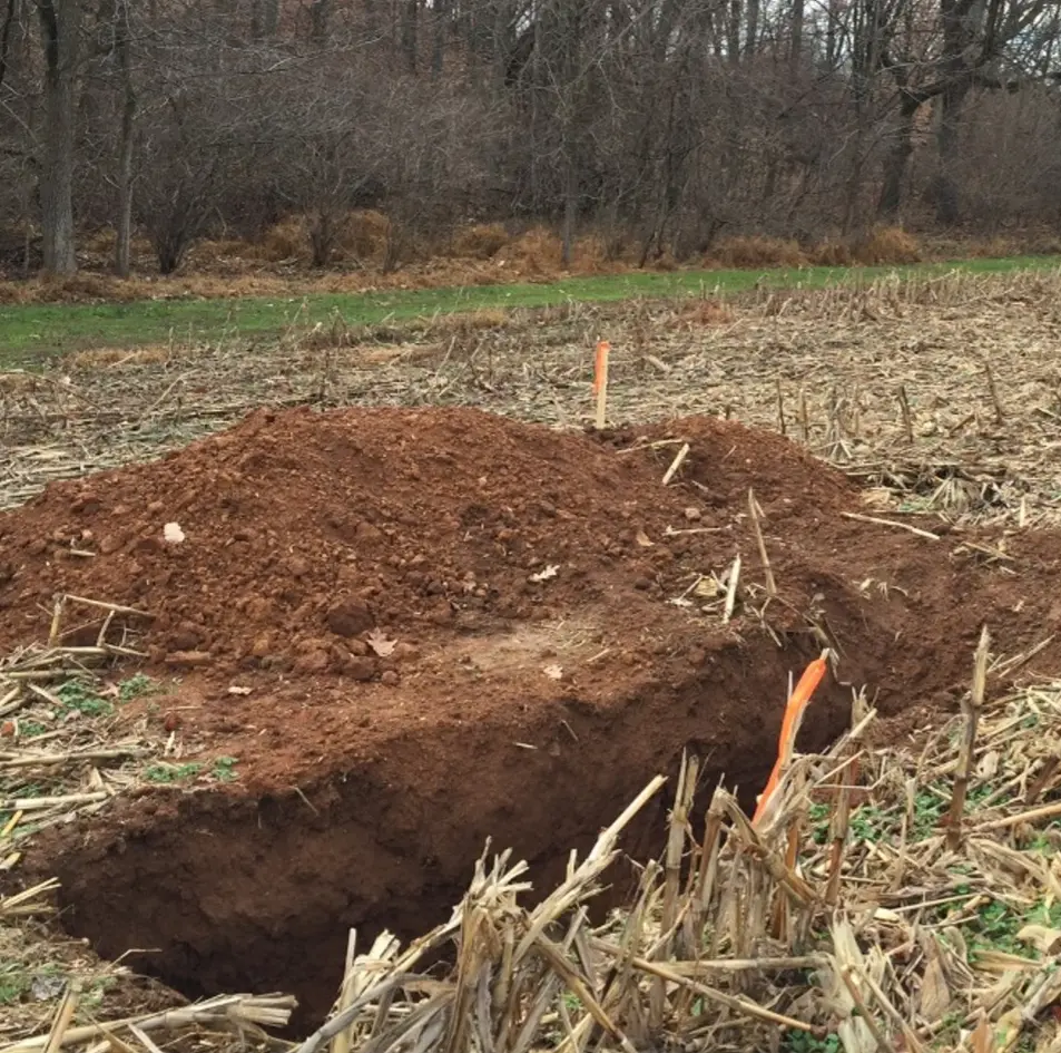 Onsite wastewater disposal project in a field, located in Virginia
