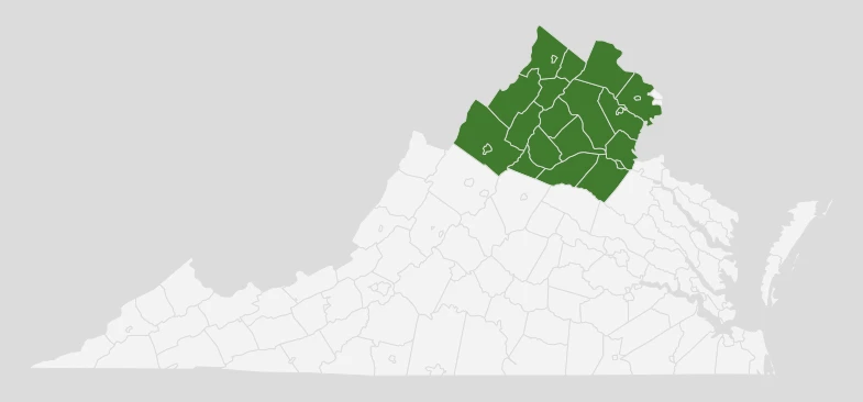 Greenway Environmental's Virginia area of service map